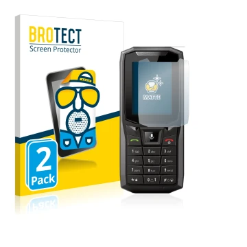 Face avant d’un emballage produit avec le logo de la marque BROTECT. À côté, l’appareil Crosscall Core-S4 est représenté avec 