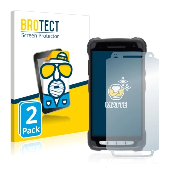 Face avant d’un emballage produit avec le logo de la marque BROTECT. À côté, l’appareil Janam XT3 est représenté avec la prote