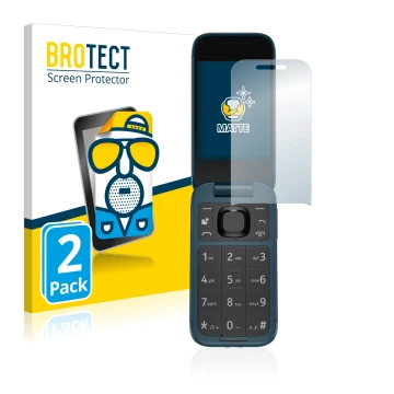 Face avant d’un emballage produit avec le logo de la marque BROTECT. À côté, l’appareil Nokia 2660 Flip est représenté avec la