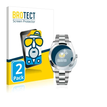 Face avant d’un emballage produit avec le logo de la marque BROTECT. À côté, l’appareil Rolex Datejust 41 est représenté avec 