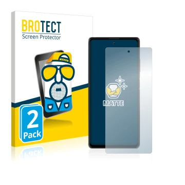 Face avant d’un emballage produit avec le logo de la marque BROTECT. À côté, l’appareil Blackview A100 est représenté avec la 