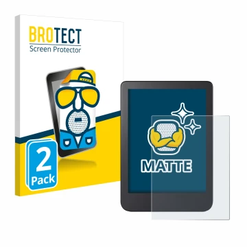 Face avant d’un emballage produit avec le logo de la marque BROTECT. À côté, l’appareil Kobo Clara 2E est représenté avec la p