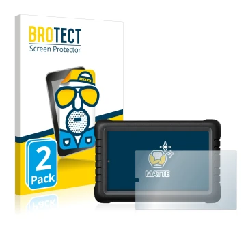 Face avant d’un emballage produit avec le logo de la marque BROTECT. À côté, l’appareil Launch X-431 PROS V 8