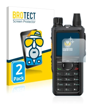 Face avant d’un emballage produit avec le logo de la marque BROTECT. À côté, l’appareil Hytera HP 685 est représenté avec la p