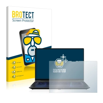 Face avant d’un emballage produit avec le logo de la marque BROTECT. À côté, l’appareil ASUS ROG Flow X16 est représenté avec 