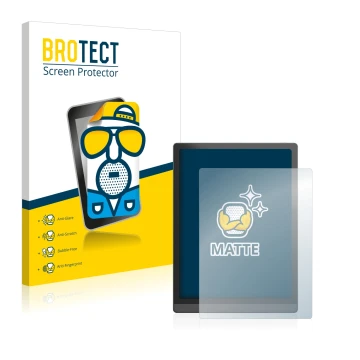 Face avant d’un emballage produit avec le logo de la marque BROTECT. À côté, l’appareil Boox Tab X est représenté avec la prot