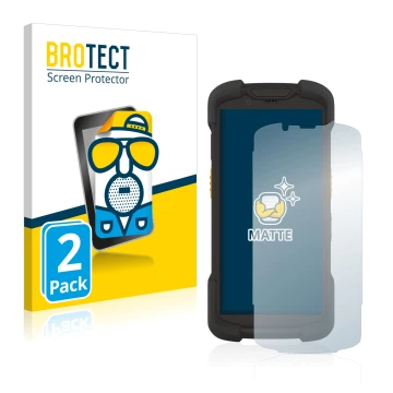 Face avant d’un emballage produit avec le logo de la marque BROTECT. À côté, l’appareil Zebra TC73 est représenté avec la prot