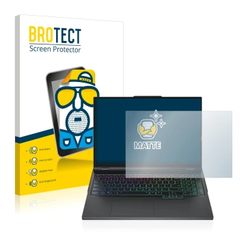 Face avant d’un emballage produit avec le logo de la marque BROTECT. À côté, l’appareil Lenovo Legion Pro 7 16