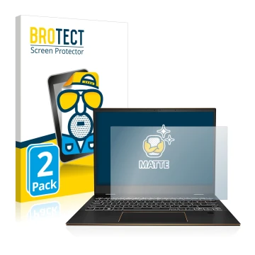 Face avant d’un emballage produit avec le logo de la marque BROTECT. À côté, l’appareil MSI Summit E13 Flip Evo est représenté