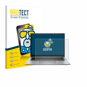 Face avant d’un emballage produit avec le logo de la marque BROTECT. À côté, l’appareil HP Zbook Firefly 14 G9 est représenté 