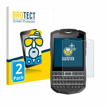 Face avant d’un emballage produit avec le logo de la marque BROTECT. À côté, l’appareil Unihertz Titan Pocket est représenté a