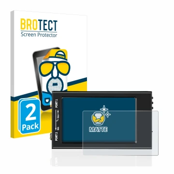 Face avant d’un emballage produit avec le logo de la marque BROTECT. À côté, l’appareil SDRGEEK NanoVNA-F V2 est représenté av