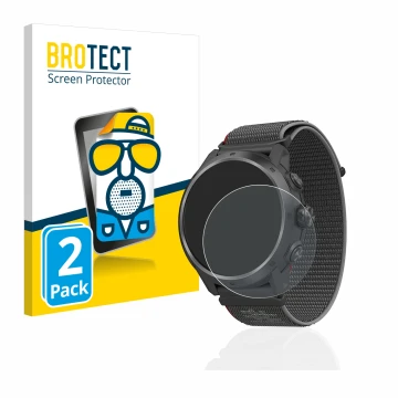 Face avant d’un emballage produit avec le logo de la marque BROTECT. À côté, l’appareil Coros Apex 2 Pro est représenté avec l