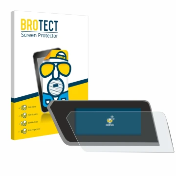 Face avant d’un emballage produit avec le logo de la marque BROTECT. À côté, l’appareil BMW 1 F40 2023 est représenté avec la 