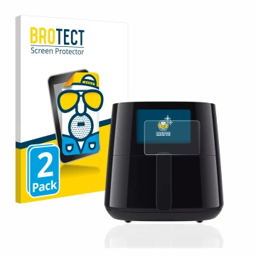 Face avant d’un emballage produit avec le logo de la marque BROTECT. À côté, l’appareil Philips Essential Airfryer XL HD927X e