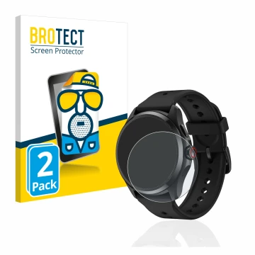 Face avant d’un emballage produit avec le logo de la marque BROTECT. À côté, l’appareil Mobvoi TicWatch Pro 5 est représenté a