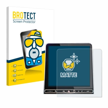 Face avant d’un emballage produit avec le logo de la marque BROTECT. À côté, l’appareil Mercedes-Benz GLC X254 GPS Navigation 