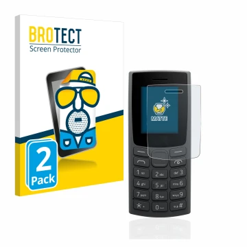 Face avant d’un emballage produit avec le logo de la marque BROTECT. À côté, l’appareil Nokia 110 (2023) est représenté avec l