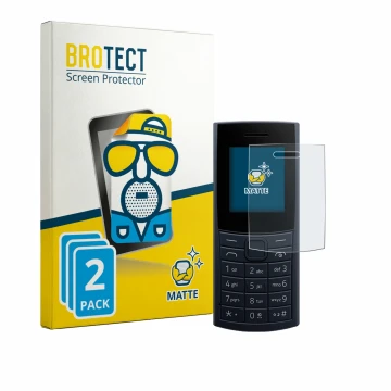 Face avant d’un emballage produit avec le logo de la marque BROTECT. À côté, l’appareil Nokia 110 4G (2023) est représenté ave