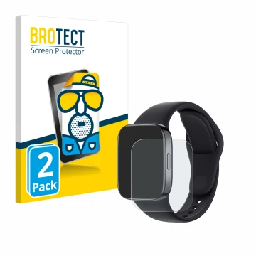 Face avant d’un emballage produit avec le logo de la marque BROTECT. À côté, l’appareil Xiaomi Redmi Watch 3 est représenté av