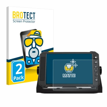 Face avant d’un emballage produit avec le logo de la marque BROTECT. À côté, l’appareil Lowrance Elite FS 7 est représenté ave