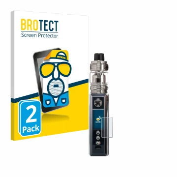 Face avant d’un emballage produit avec le logo de la marque BROTECT. À côté, l’appareil Voopoo Drag M100S est représenté avec 