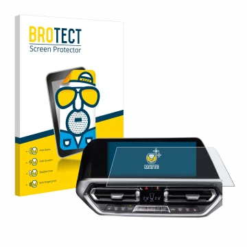 Face avant d’un emballage produit avec le logo de la marque BROTECT. À côté, l’appareil BMW 3 G20 2020 est représenté avec la 