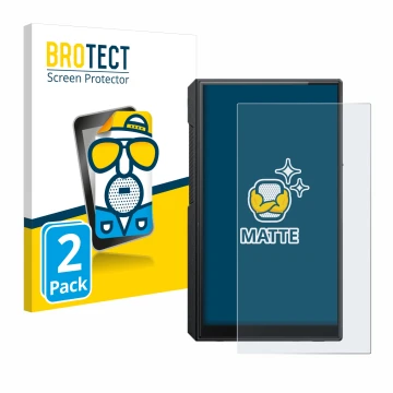 Face avant d’un emballage produit avec le logo de la marque BROTECT. À côté, l’appareil FiiO M11s est représenté avec la prote