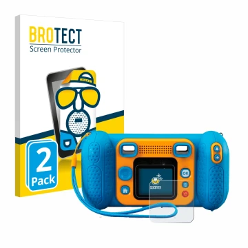 Face avant d’un emballage produit avec le logo de la marque BROTECT. À côté, l’appareil Vtech Kidizoom Kid 4 est représenté av