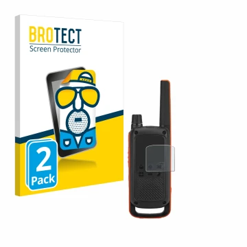 Face avant d’un emballage produit avec le logo de la marque BROTECT. À côté, l’appareil Motorola Talkabout T82 est représenté 
