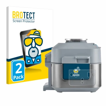 Face avant d’un emballage produit avec le logo de la marque BROTECT. À côté, l’appareil Ninja Speedi Rapid Cooking System est 
