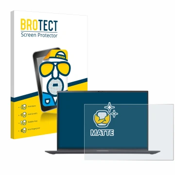 Face avant d’un emballage produit avec le logo de la marque BROTECT. À côté, l’appareil LG gram 16'' 2023 est représenté avec 