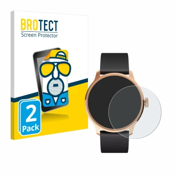 Face avant d’un emballage produit avec le logo de la marque BROTECT. À côté, l’appareil Withings ScanWatch Light est représent