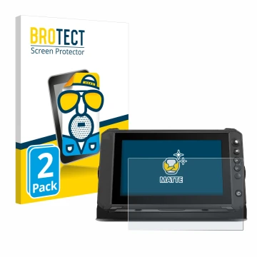 Face avant d’un emballage produit avec le logo de la marque BROTECT. À côté, l’appareil Lowrance Elite FS 9 est représenté ave