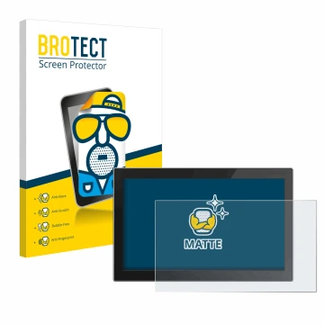 Face avant d’un emballage produit avec le logo de la marque BROTECT. À côté, l’appareil Siemens Simatic HMI MTP1200 Unified Co