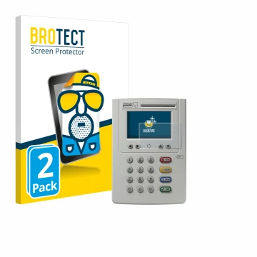 Face avant d’un emballage produit avec le logo de la marque BROTECT. À côté, l’appareil ingenico eHealth ORGA Neo 6141 est rep