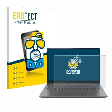 Face avant d’un emballage produit avec le logo de la marque BROTECT. À côté, l’appareil Lenovo Yoga Pro 7 Gen 8 14