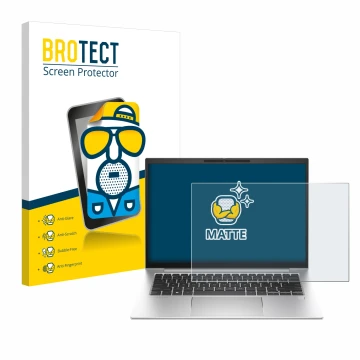 Face avant d’un emballage produit avec le logo de la marque BROTECT. À côté, l’appareil HP EliteBook 840 G10 est représenté av