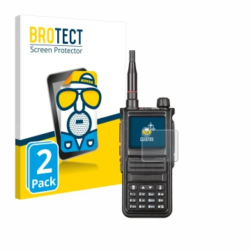 Face avant d’un emballage produit avec le logo de la marque BROTECT. À côté, l’appareil Radtel RT-470X est représenté avec la 