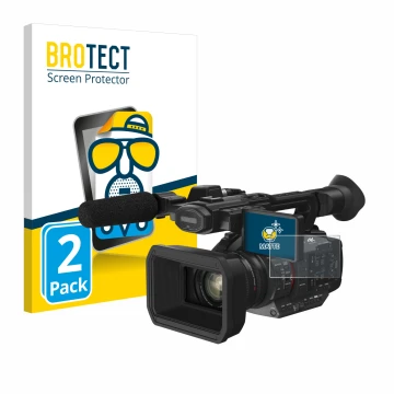 Face avant d’un emballage produit avec le logo de la marque BROTECT. À côté, l’appareil Panasonic HC-X2 est représenté avec la