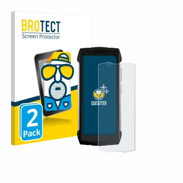 Face avant d’un emballage produit avec le logo de la marque BROTECT. À côté, l’appareil Doogee S Mini est représenté avec la p