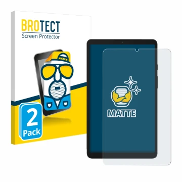Face avant d’un emballage produit avec le logo de la marque BROTECT. À côté, l’appareil Samsung Galaxy Tab A9 LTE est représen