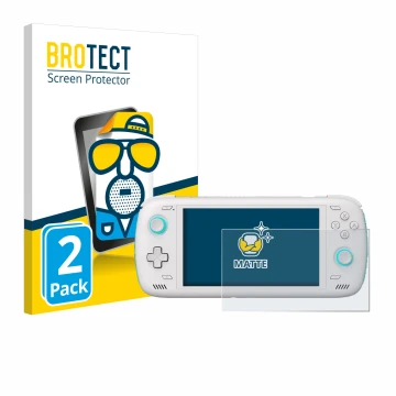 Face avant d’un emballage produit avec le logo de la marque BROTECT. À côté, l’appareil AYN Odin 2 est représenté avec la prot