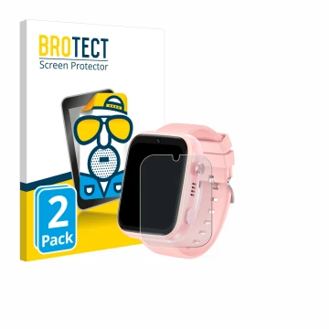 Face avant d’un emballage produit avec le logo de la marque BROTECT. À côté, l’appareil jianyana 4G Kids Smartwatch est représ