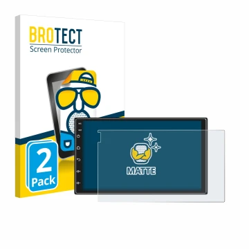 Face avant d’un emballage produit avec le logo de la marque BROTECT. À côté, l’appareil Ankeway Car Radio 7