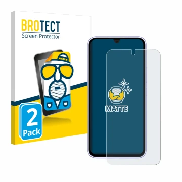 Face avant d’un emballage produit avec le logo de la marque BROTECT. À côté, l’appareil Samsung Galaxy A54 5G (case-friendly) 