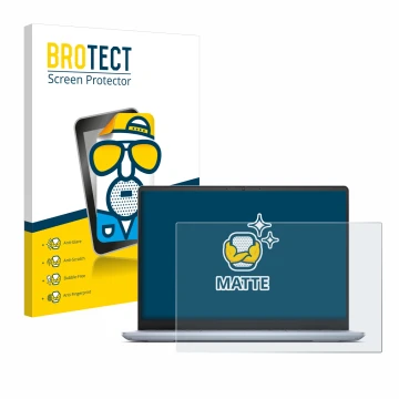 Face avant d’un emballage produit avec le logo de la marque BROTECT. À côté, l’appareil Dell Inspiron 14 Plus 7440 Laptop est 