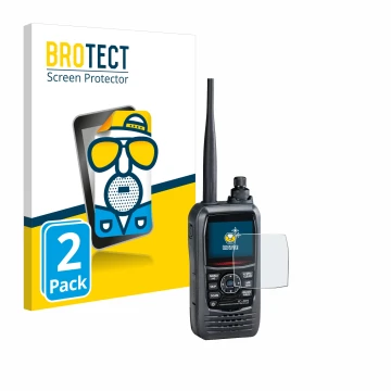 Face avant d’un emballage produit avec le logo de la marque BROTECT. À côté, l’appareil Icom IC-R15 est représenté avec la pro