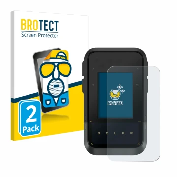 Face avant d’un emballage produit avec le logo de la marque BROTECT. À côté, l’appareil Garmin eTrex Solar est représenté avec