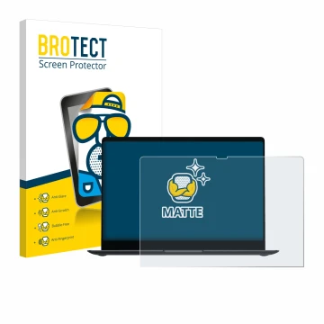 Face avant d’un emballage produit avec le logo de la marque BROTECT. À côté, l’appareil Samsung Galaxy Book4 Pro 16
